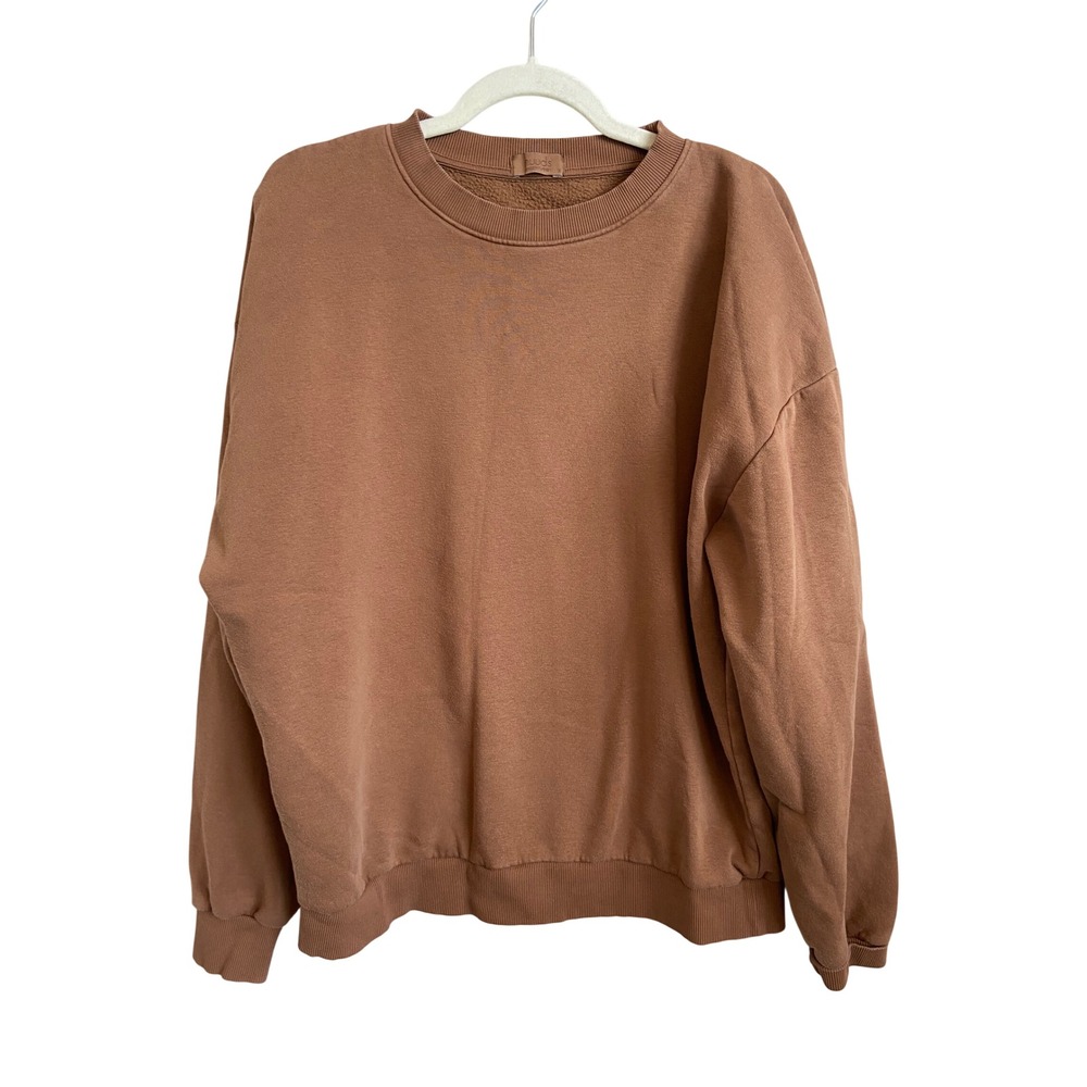Nuuds Brown Clay Oversized Crewneck Sweatshirt Fleece Lined Size Medium M